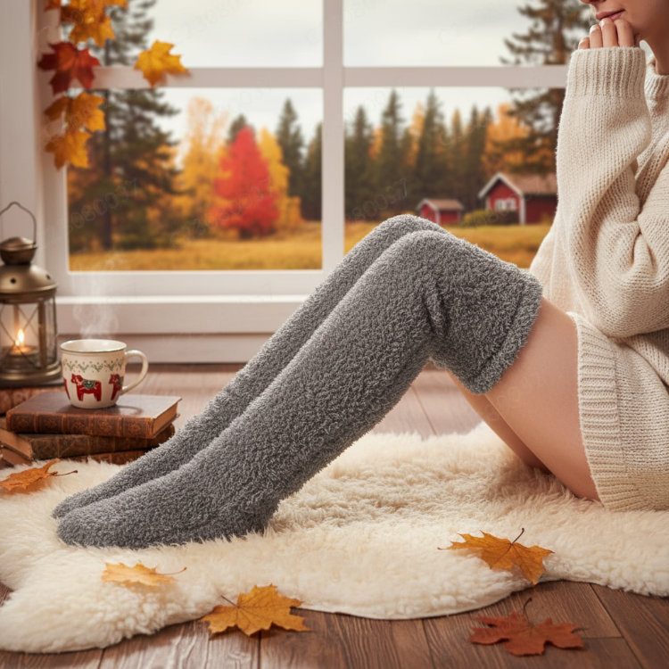 Lårhöga strumpor i fleece