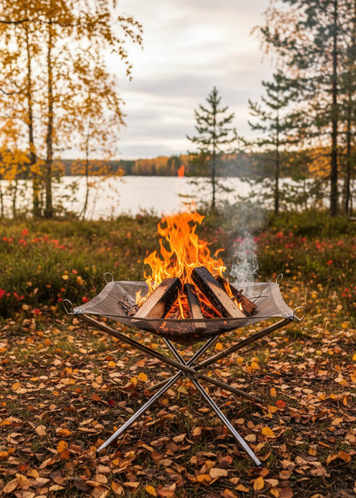 Portabel eldstad i rostfritt stål