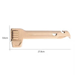 Måttskiss av tältpinnehammaren – 27,8 cm lång och 8,6 cm hög, kompakt format för husbil och husvagn