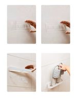 Fyra steg för montering av väggmonterad toffelhållare med sugkopp – enkel installation utan borrning, perfekt för husbil och husvagn.